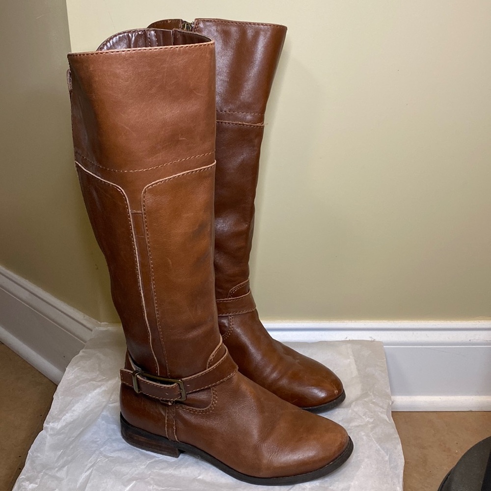 Marc Fisher knee high brown riding boots full zip